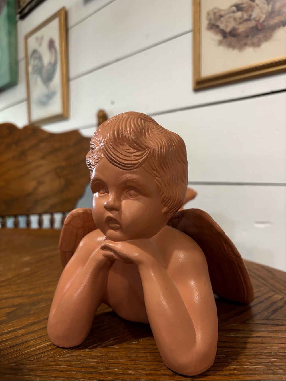 Ceramic Cherub Angel Sculpture - Decorative Home Art
